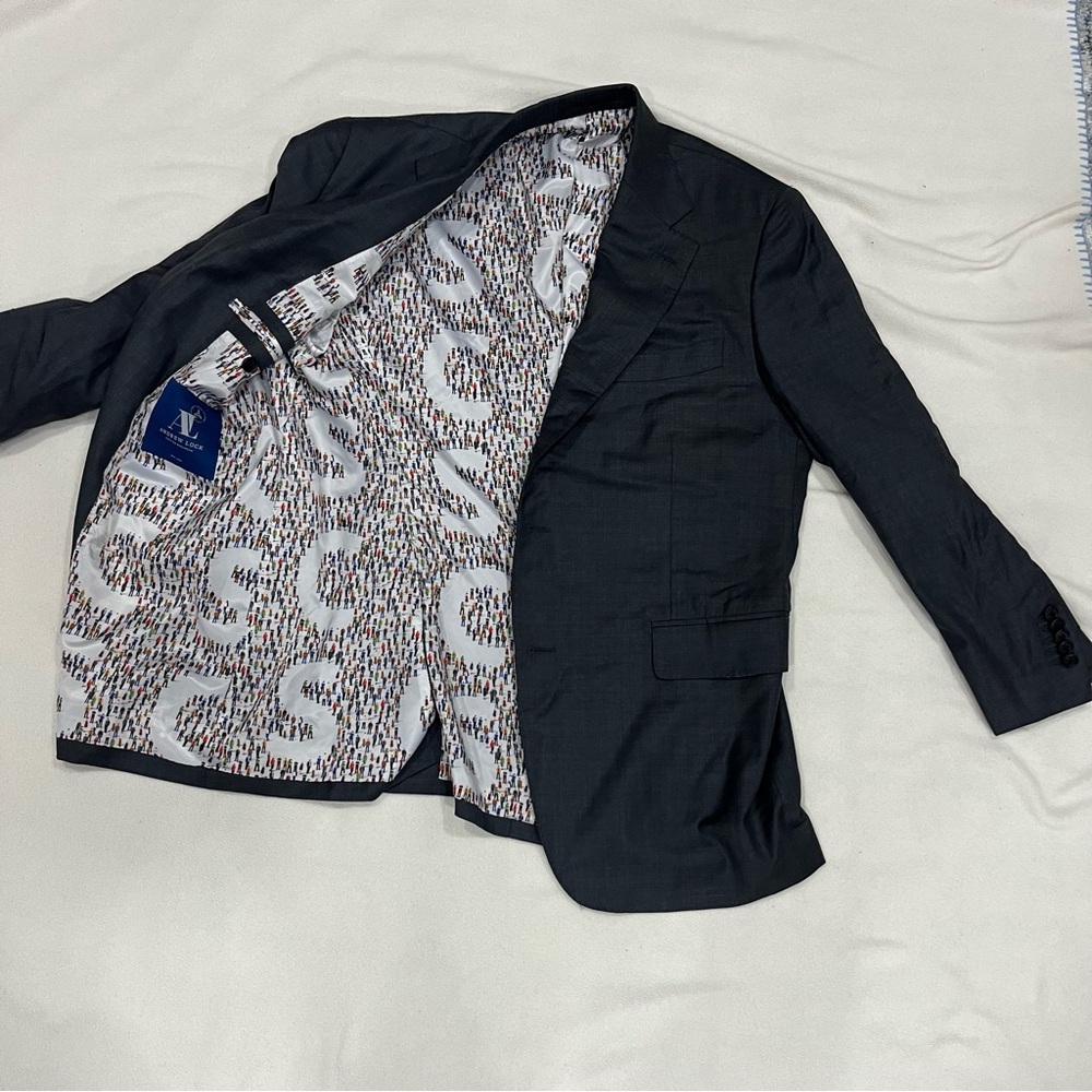 Andrew Lock Blazer Charcoal Gray Custom Loro Piana  Wool Silk Jacket 40 - READ